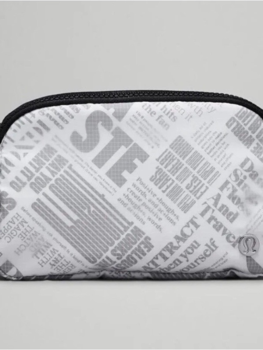 lululemon White and Black Everywhere Belt Bag Manifesto print (1 litre)